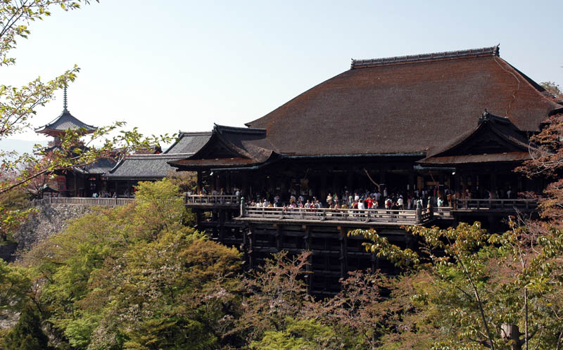 The temple sitting on one of the largest wooden platforms